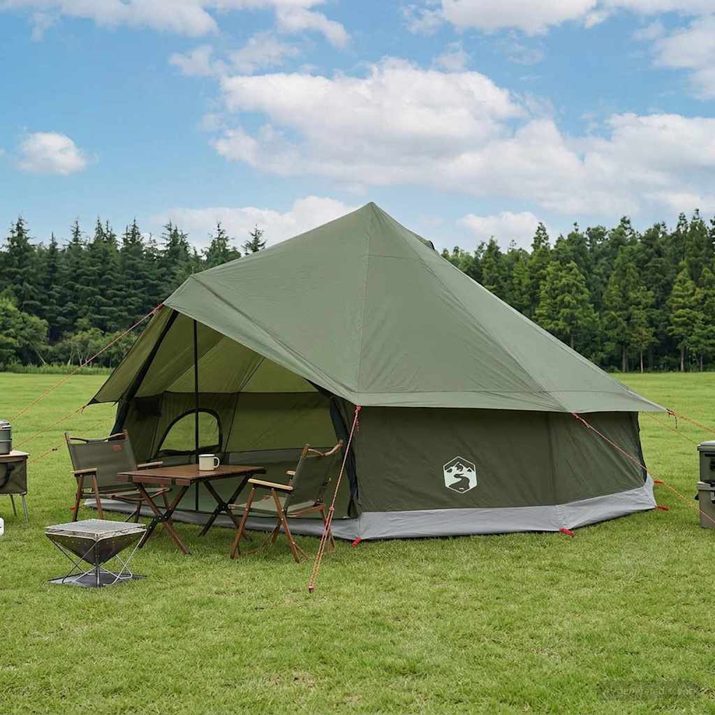 Tipi Zelt 4 Personen Braun Grau Polyester Und Stahl