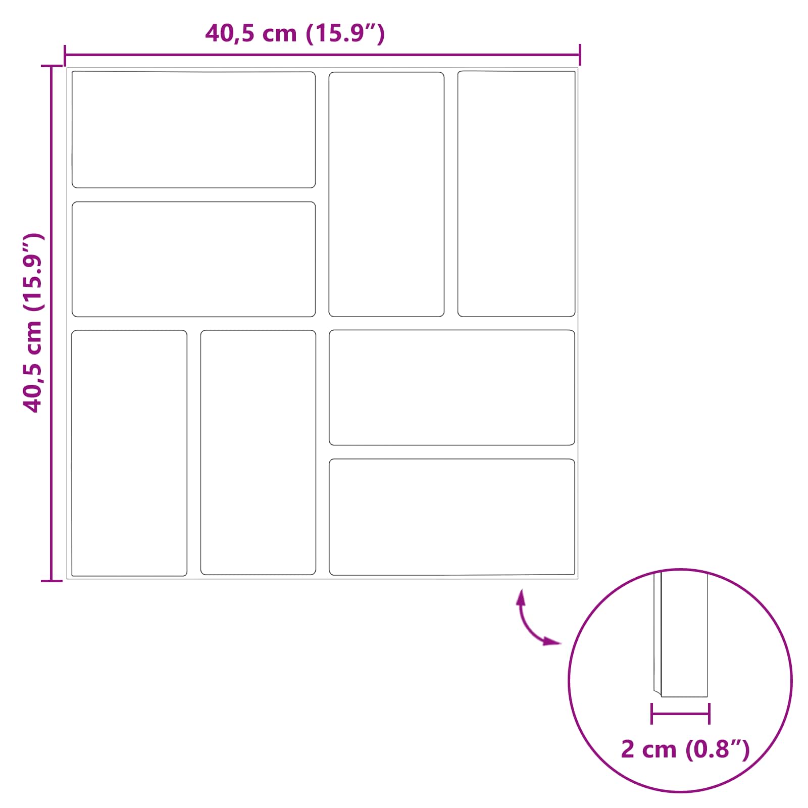 Gehwegstein 6 Pcs 40,5 X 40,5 X 2 Cm Gummi