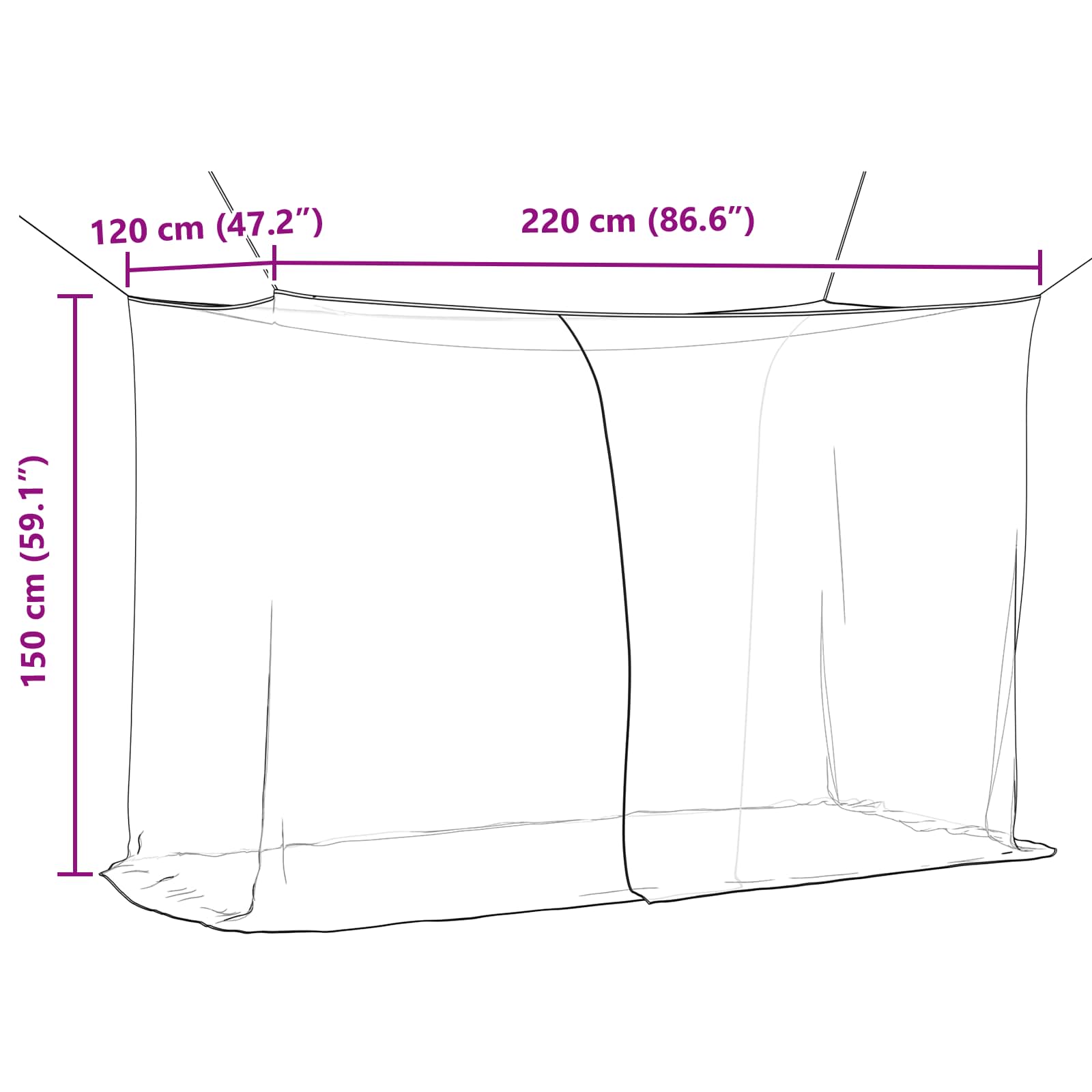 Moskito-Netz Für Bett 156 Maschen 3 Pcs Polyester
