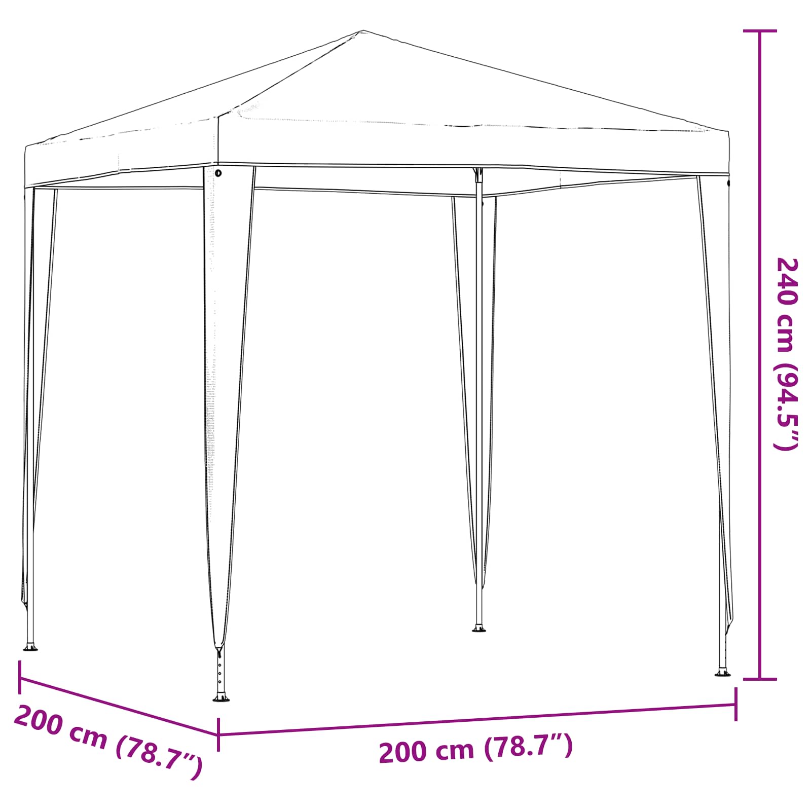Party-Zelt 200 X 200 X 240 Cm Pe Und Stahl