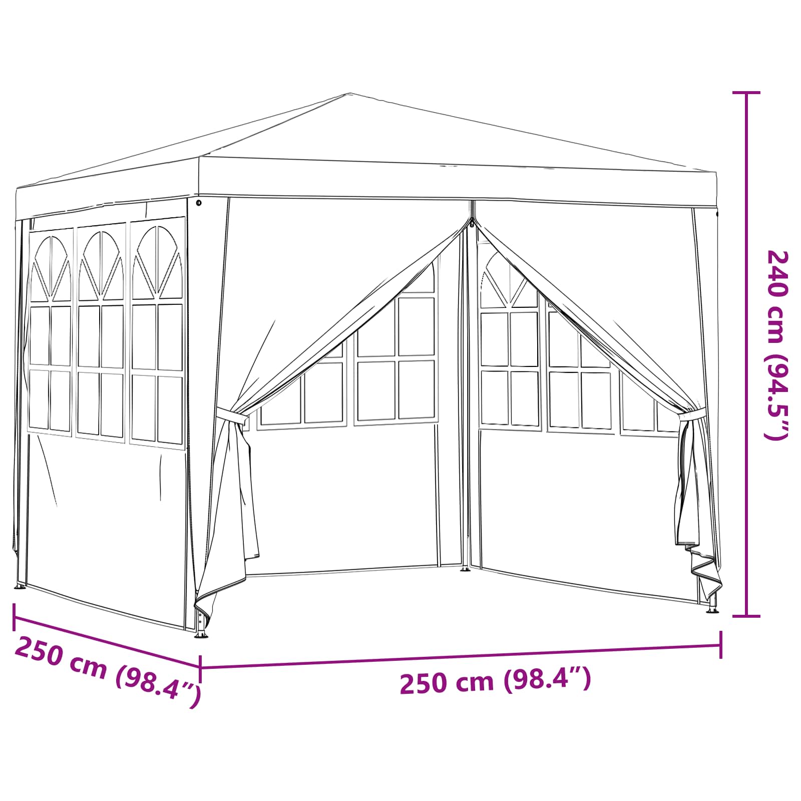 Party-Zelt 250 X 250 X 240 Cm Pe Und Stahl