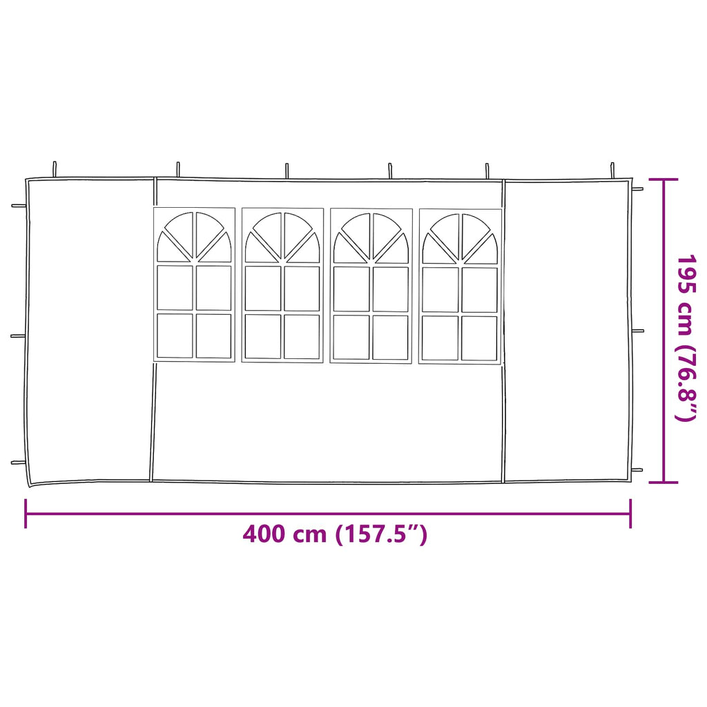Party Zelt Seitenteil 2 Pcs Pe Und Stahl
