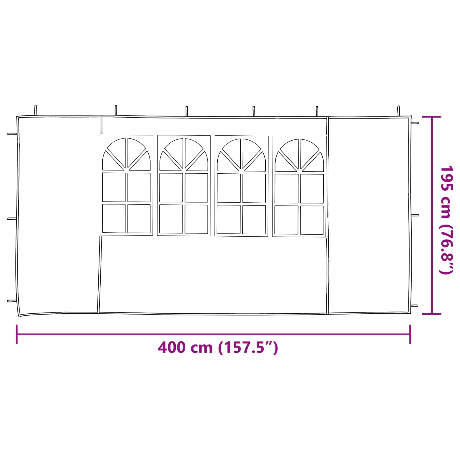 Party Zelt Seitenteil 2 Pcs Pe Und Stahl