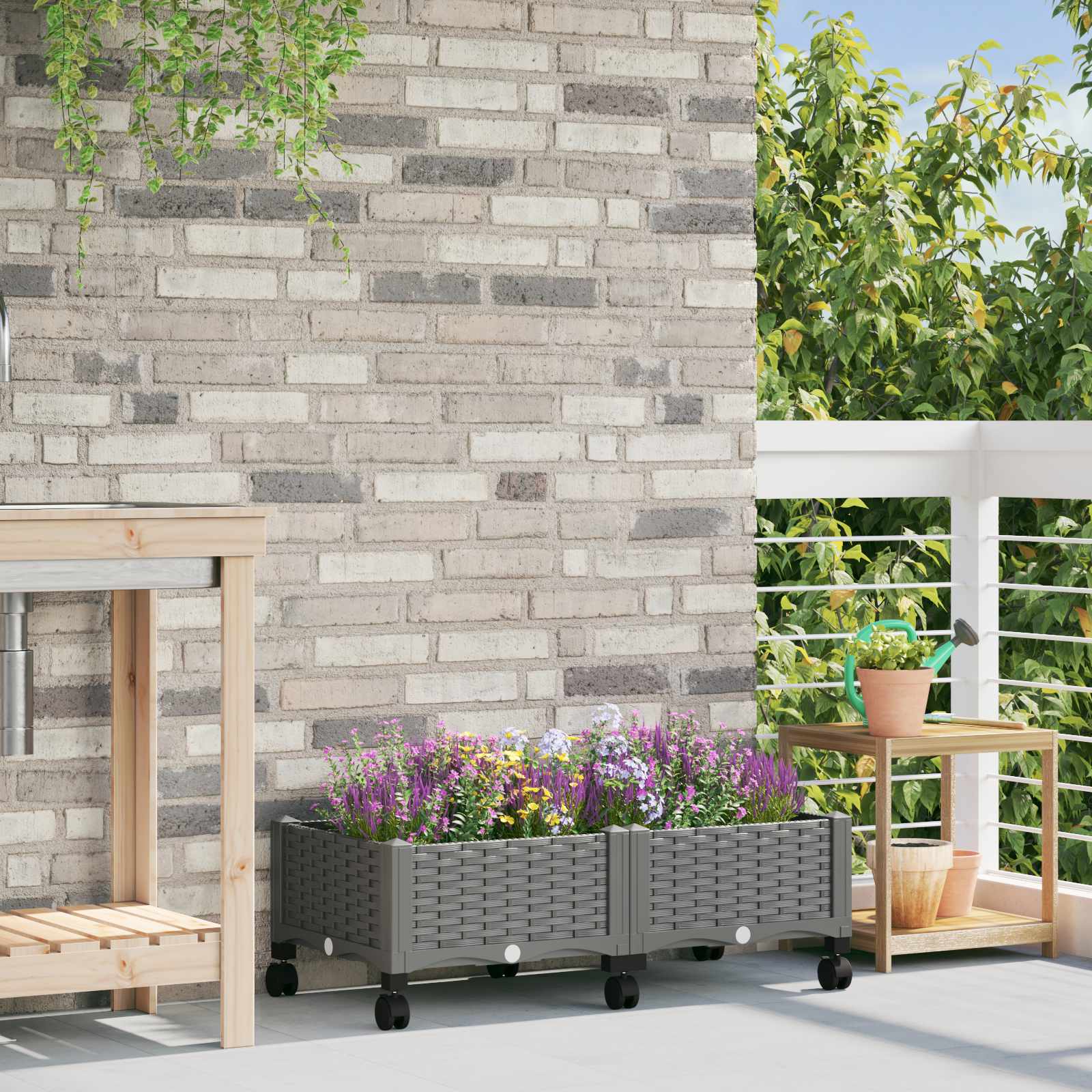 Gartenpflanzer 160 X 40 X 48 Cm Pp