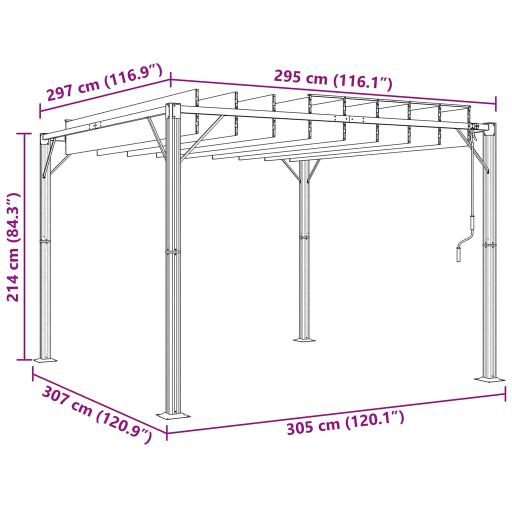 Gazebo Mit Lamellen-Dach 3 X 3 X 2,14 M
