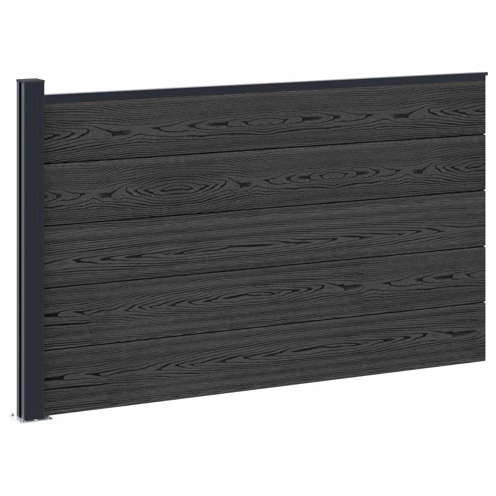 Zaunset 175 X 105 Cm Wpc Und Aluminium