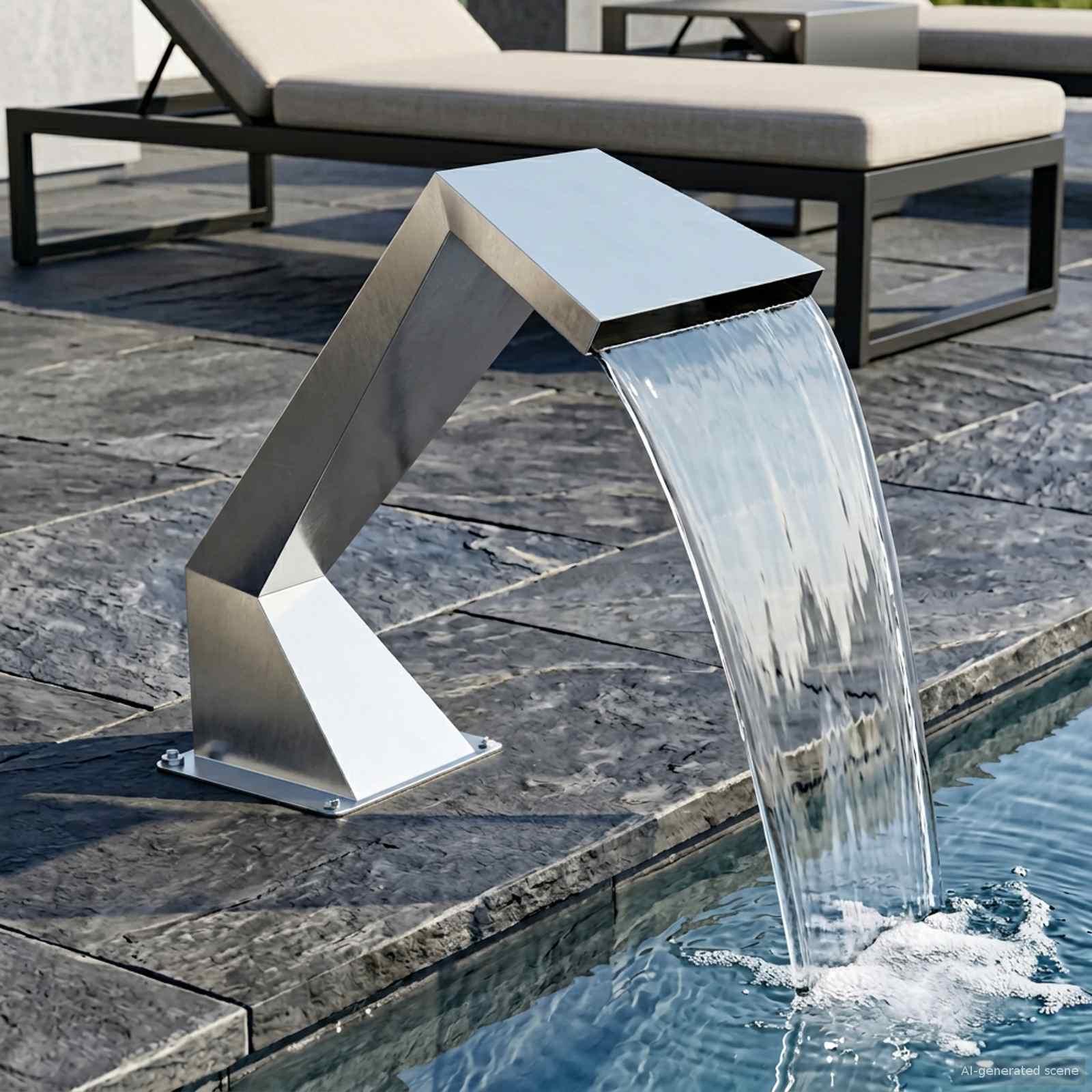Pool-Wasserfall Edelstahl 63,5 X 29 X 51 Cm Silber
