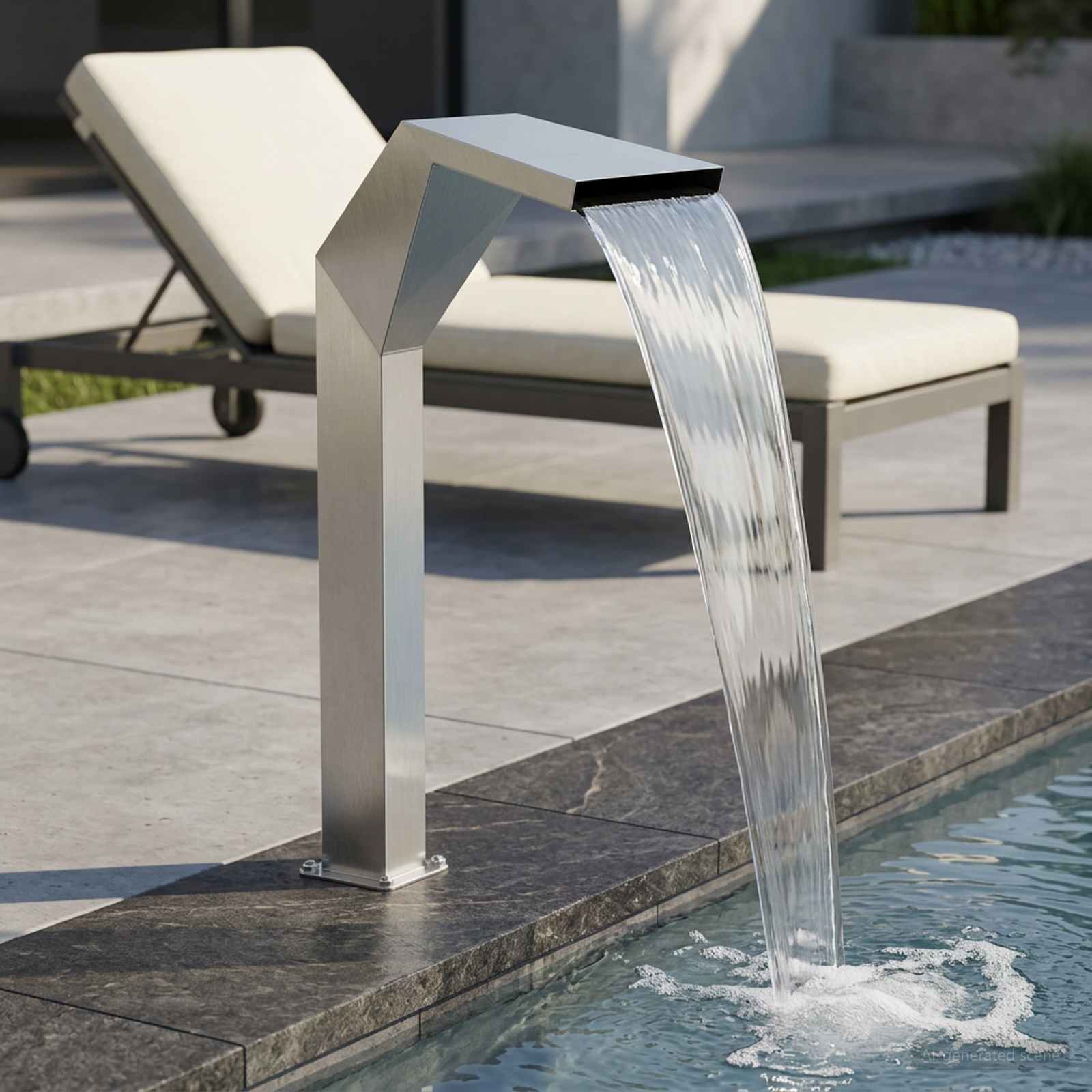 Pool-Wasserfall Edelstahl 63,5 X 29 X 51 Cm Silber